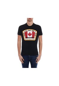 Dsquared2 Cool T-Shirt Schwarz Herren Canada Flaggen Logo