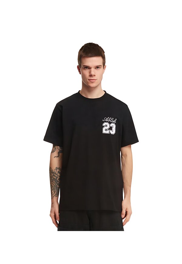 Off-White T-Shirt mit "23"-Stickerei Schwarz Herren