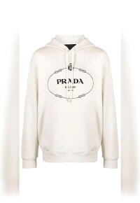 Prada Hoodie mit Logo-Print  Weiß Herren