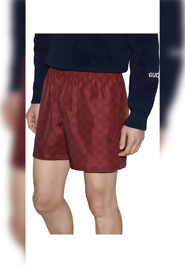 Gucci Badehose GG Logo Print Rot Herren