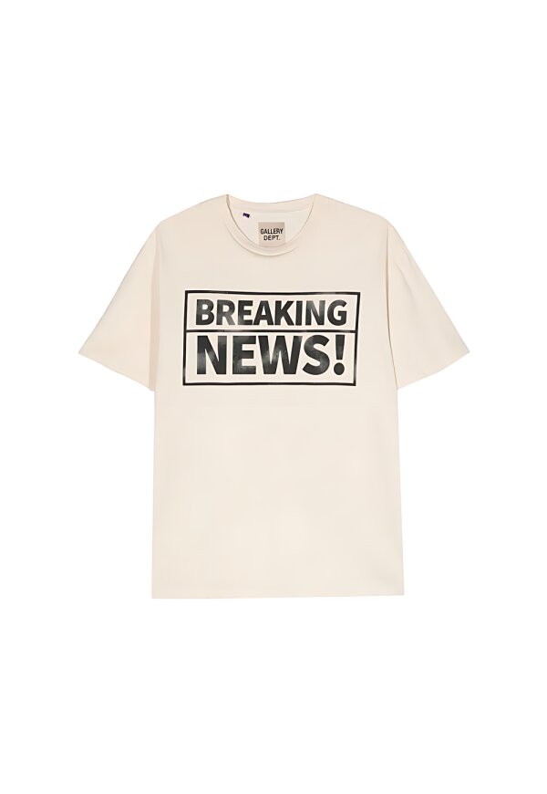 Gallery Dept. Breaking News Logo T Shirt Beige Unisex