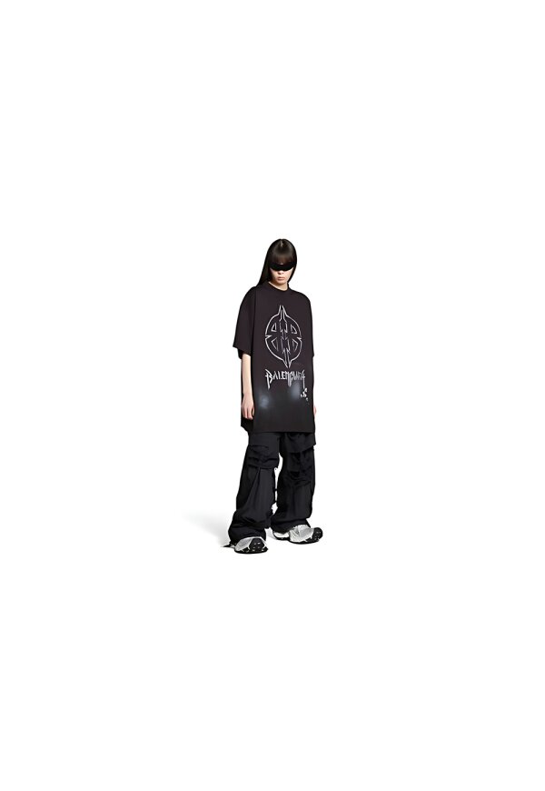 BALENCIAGA Metal Bb Stencil Oversized T-shirt in Schwarz Unisex