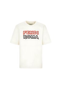 FENDI Logo Print T-Shirt  aus Baumwolle Weiß Herren