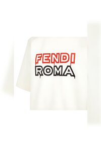 FENDI Logo Print T-Shirt  aus Baumwolle Weiß Herren