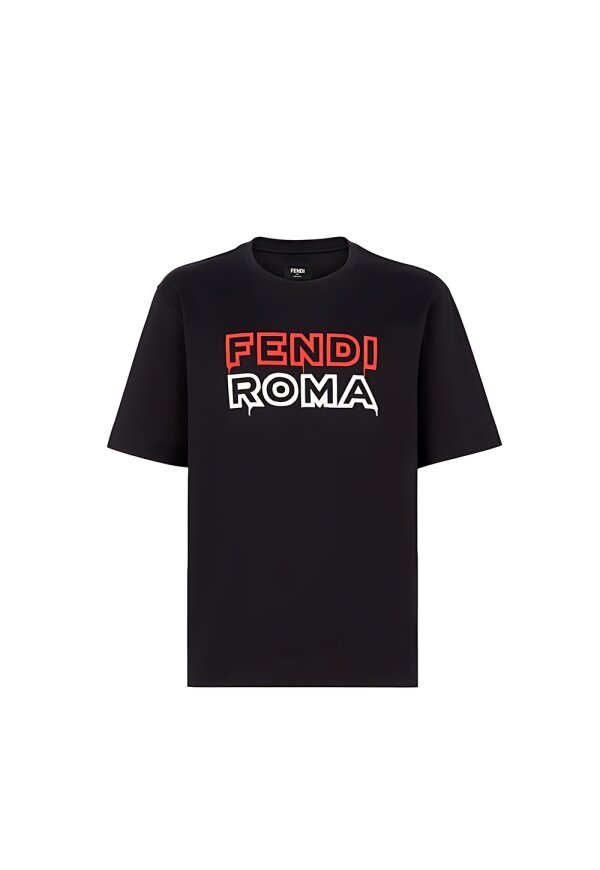 FENDI Print Logo T-Shirt Schwarz Herren