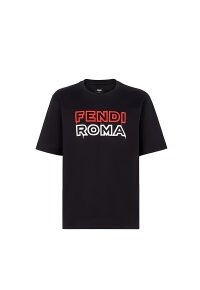 FENDI Print Logo T-Shirt Schwarz Herren