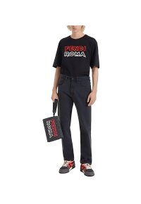 FENDI Print Logo T-Shirt Schwarz Herren