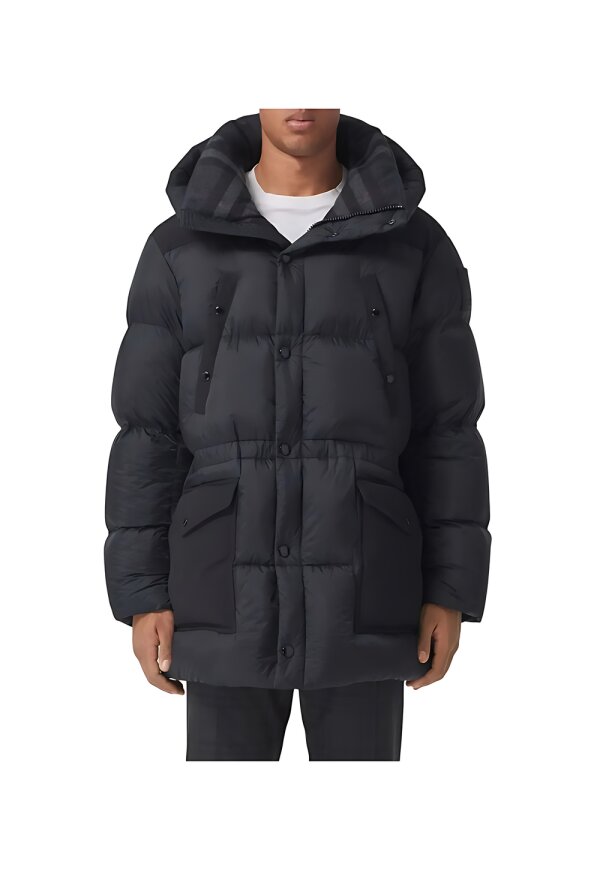 Burberry Daunenmantel mit Logo-Applikation Schwarz Herren