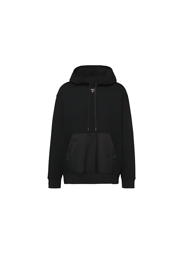 Prada Kapuzenpullover aus Baumwollfleece Schwarz Herren