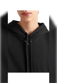 Prada Kapuzenpullover aus Baumwollfleece Schwarz Herren