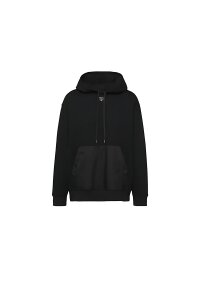 Prada Kapuzenpullover aus Baumwollfleece Schwarz Herren