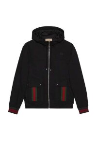 Gucci Jacke mit Kapuze mit Web Schwarz Herren