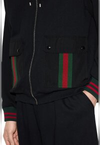 Gucci Jacke mit Kapuze mit Web Schwarz Herren