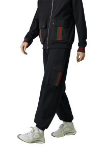 Gucci Jogginghose aus Baumwolljersey mit Web Schwarz Herren