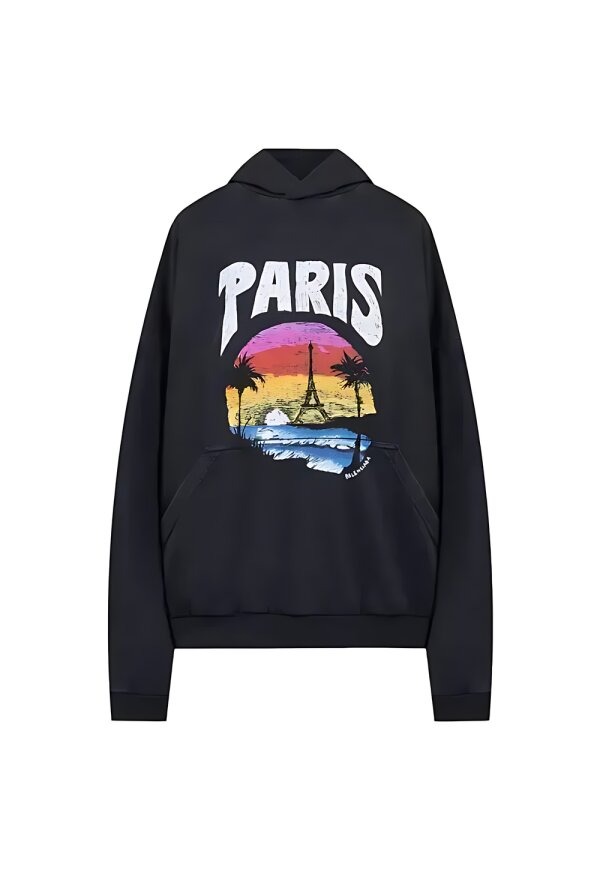 Balenciaga Paris Tropical Hoodie Schwarz Damen