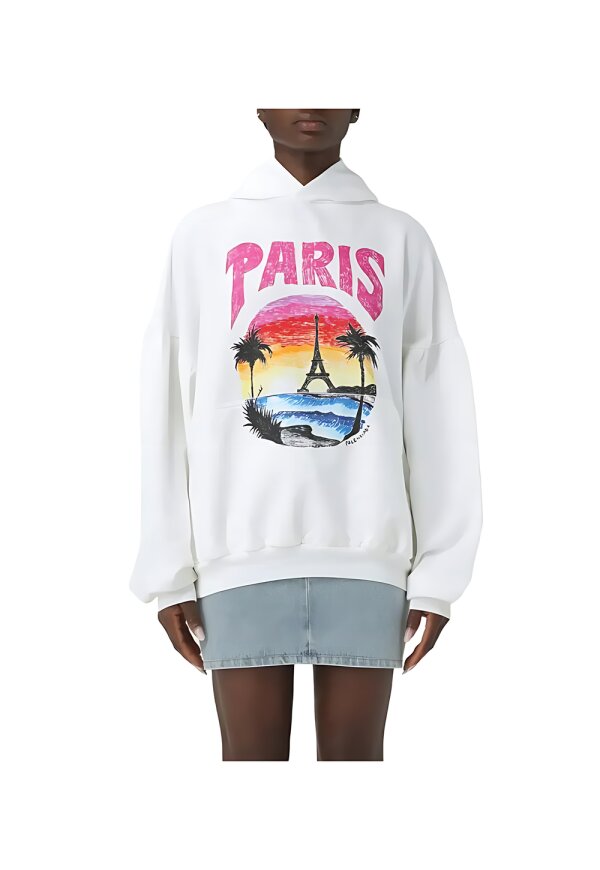 Balenciaga Paris Tropical Hoodie Weiß Herren