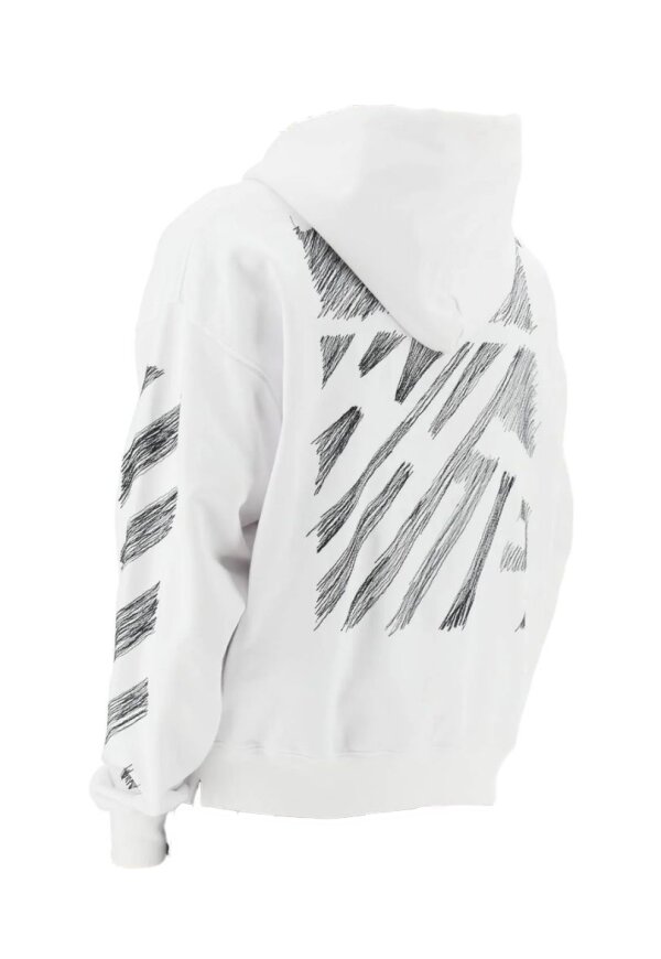 Off White Muster Sweatshirt mit Reißverschluss in weiß