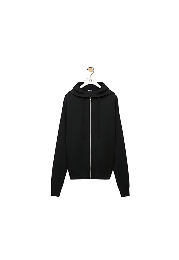 Loewe Anagram Kapuzenpullover mit Reißverschluss aus Wolle Schwarz Herren